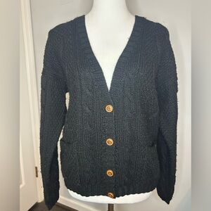 Vintage L.L Bean 100% Wool Cable Knit Cardiagn